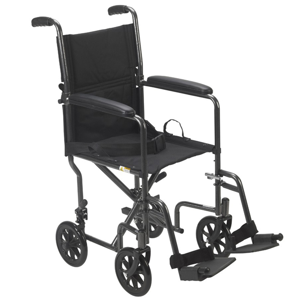 Lightweight Steel Transport Wheelchair - 17 Inches - Click Image to Close